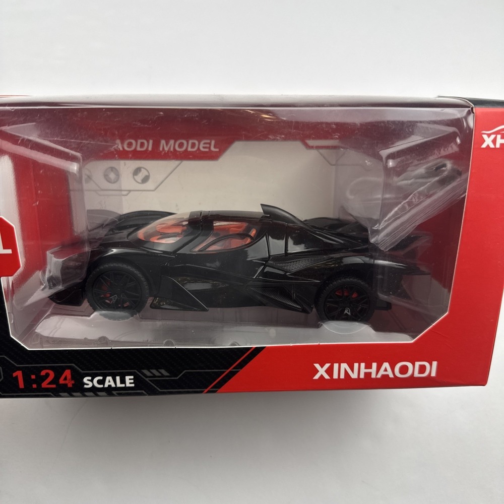 Xinhaodi Unisex 1:24 Scale Diecast Super Car Black Metal Model Pullback Toy Car - Picture 2 of 6